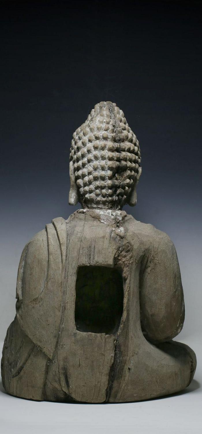 元代 大尺寸木雕释迦牟尼像-高50 厘米