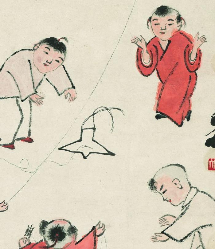 齐白石-五童纸鸢图