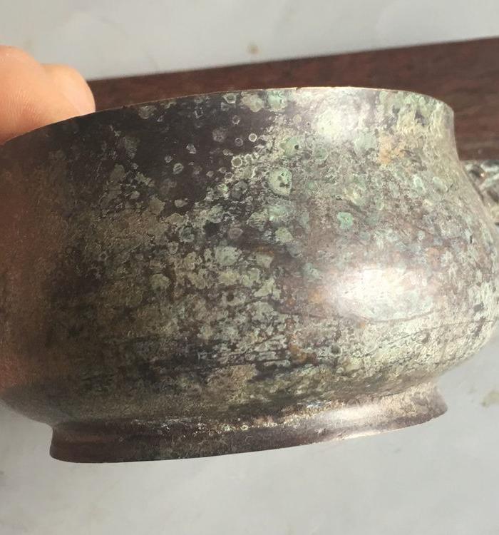 明代紫铜双兽铜香炉