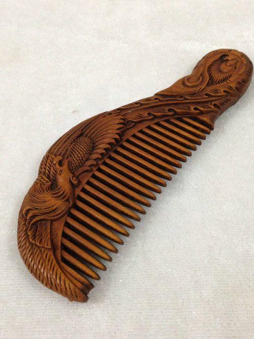 乐清黄杨木古典包浆凤凰涅盘梳子