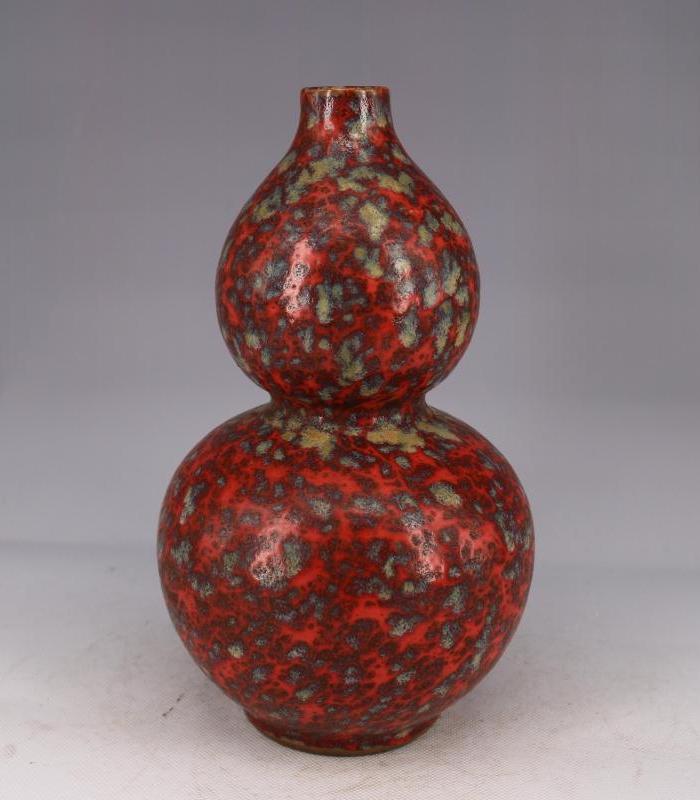 民国窑变铁锈斑葫芦瓶