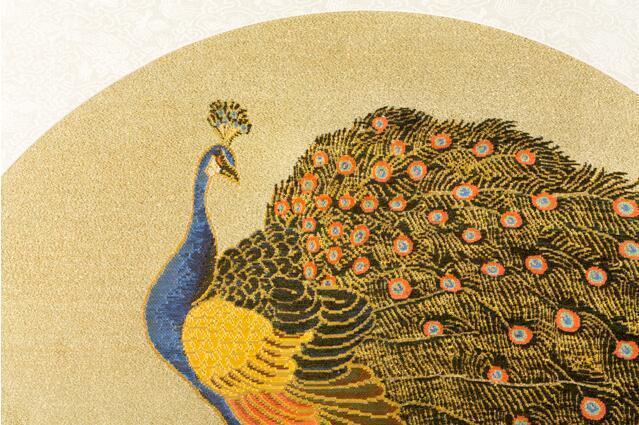 孔雀牡丹云锦挂屏 真金线制造技艺