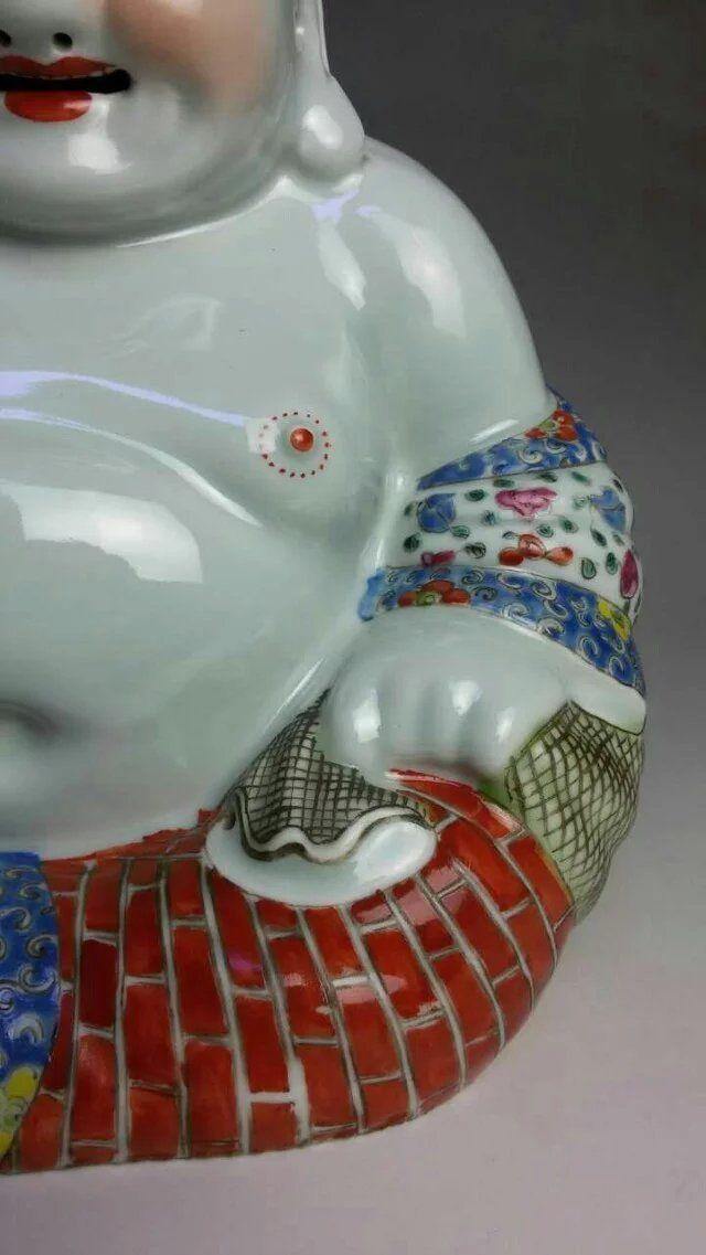 晚清名家茂记生款粉彩大肚弥勒佛