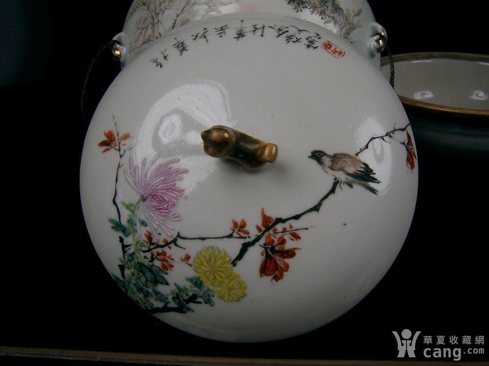 清代 漱绿轩余焕文浅绛彩山水花鸟文人温锅