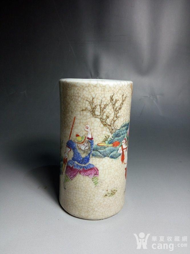 咸丰哥釉粉彩刀马人笔筒