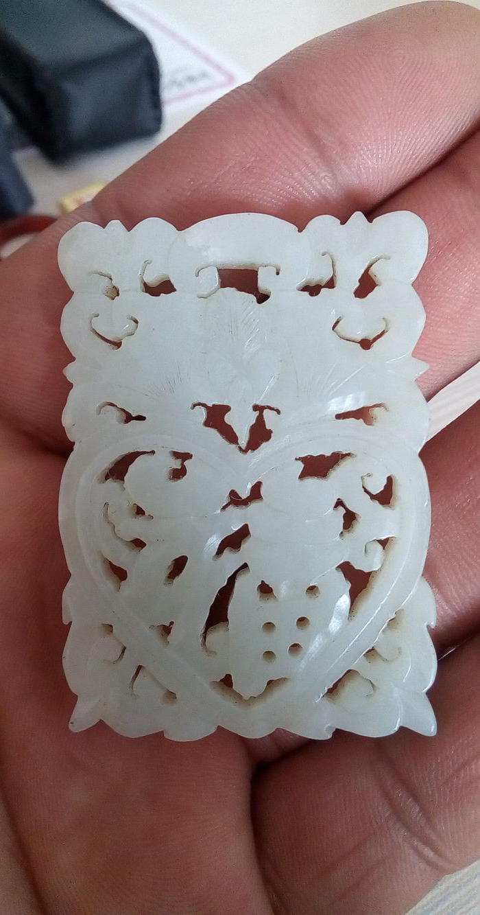 清代和田玉老拉丝工艺福牌子