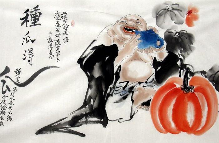 何奕兴·四尺国画人物《弥勒佛》