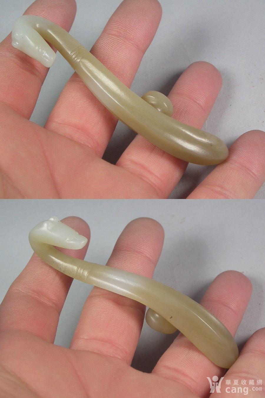 明代和田白玉带糖色旋纹玉带钩