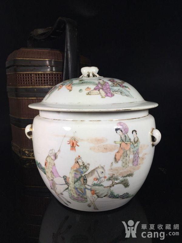 民国名家珠山小八友罗仲林作品郭子仪遇仙粉彩粥罐