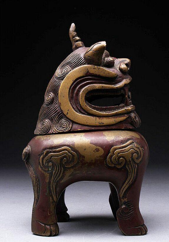 清代厚重甪端铜熏炉