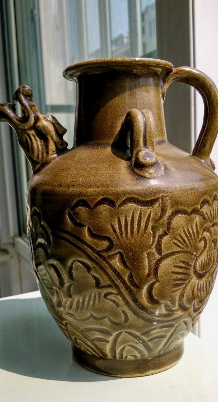 宋耀州窑 双系 龙头流 执壶