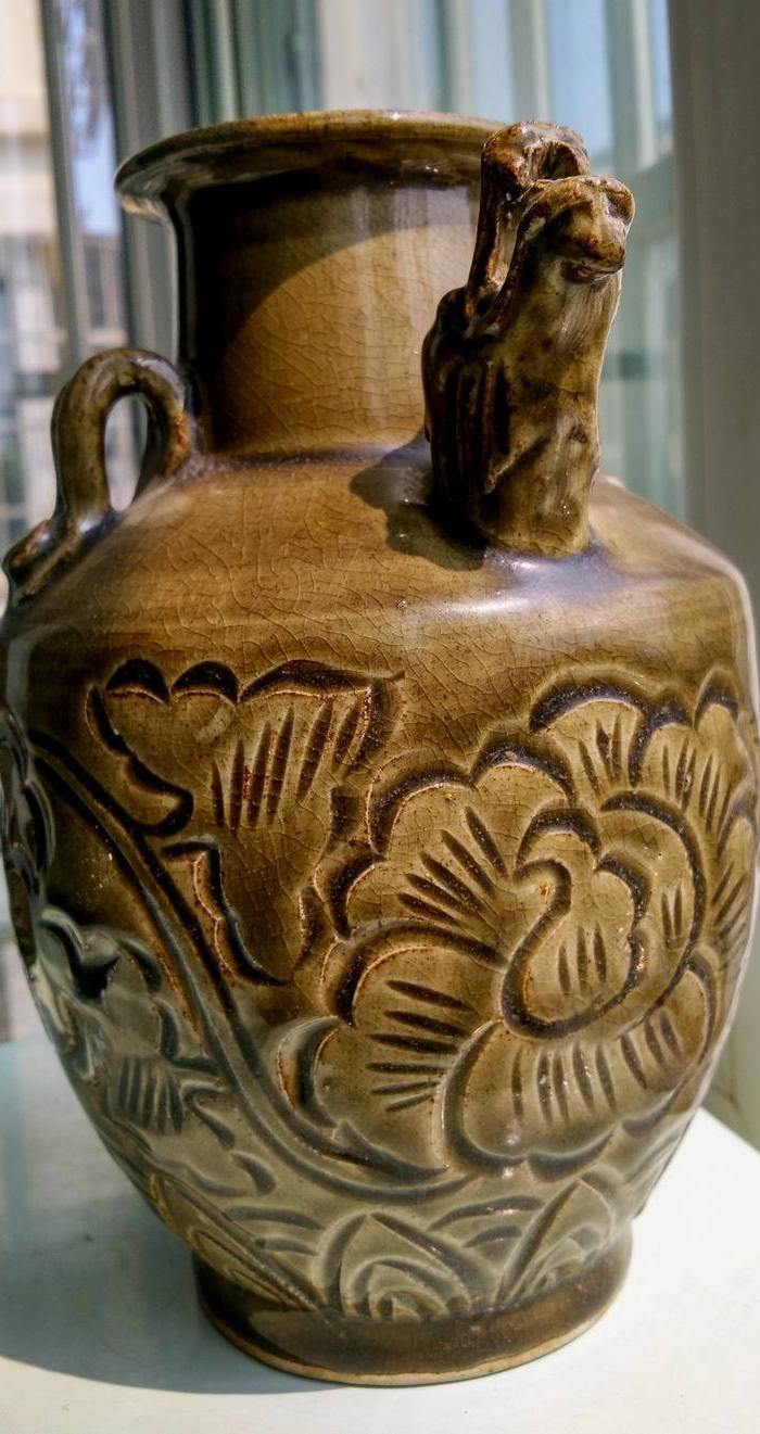 宋耀州窑 双系 龙头流 执壶