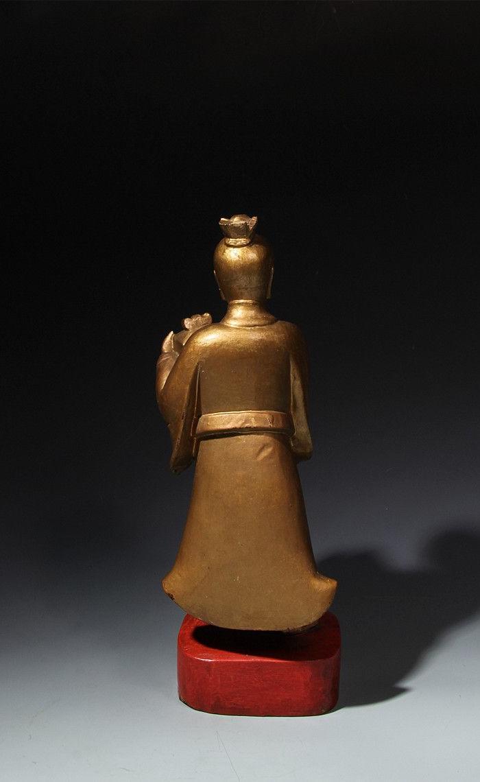 清代 漆金木雕关平像