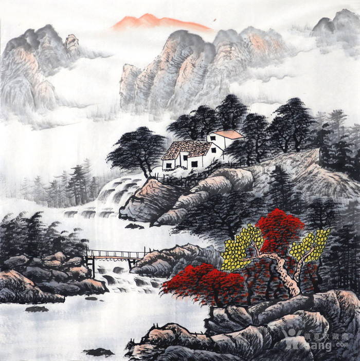 中国画山水画手绘超值字画欣耕四尺斗方无款水墨画_中国画山水画手绘