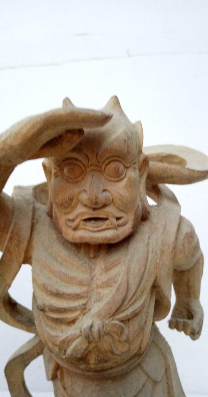 香樟木雕一对,,顺风耳,千里眼