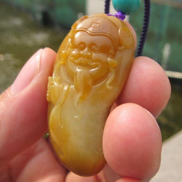 财神21g新疆和田玉黄沁*籽料吊坠挂件