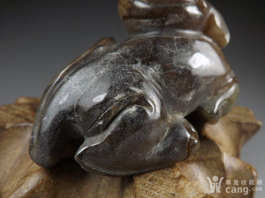 宋元时期.圆雕回头玉兽和田青玉提油黑沁大摆件