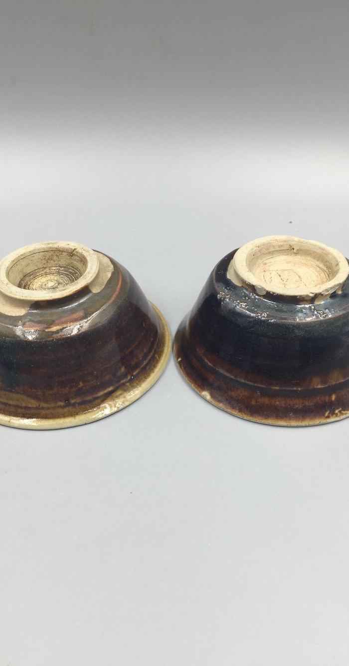 明代早期,介休窑双色釉茶盏一对---518元