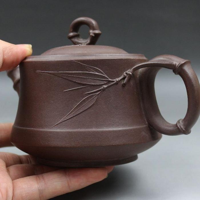 90年代竹节紫砂壶