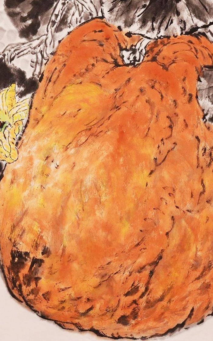 陈永锵四尺斗方国画大南瓜图