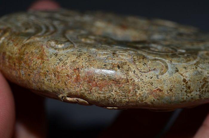 古玉老玉和田玉钙化受沁战汉护身神兽神雀玉璧