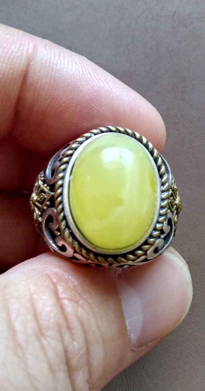 男士蜜蜡925戒指