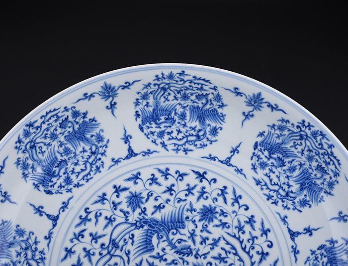 明成化青花团凤纹大盘 6.5x40