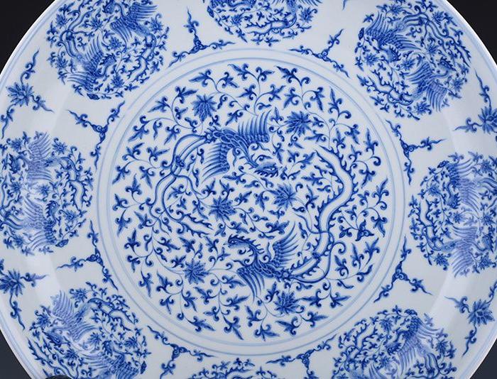 明成化青花团凤纹大盘 6.5x40