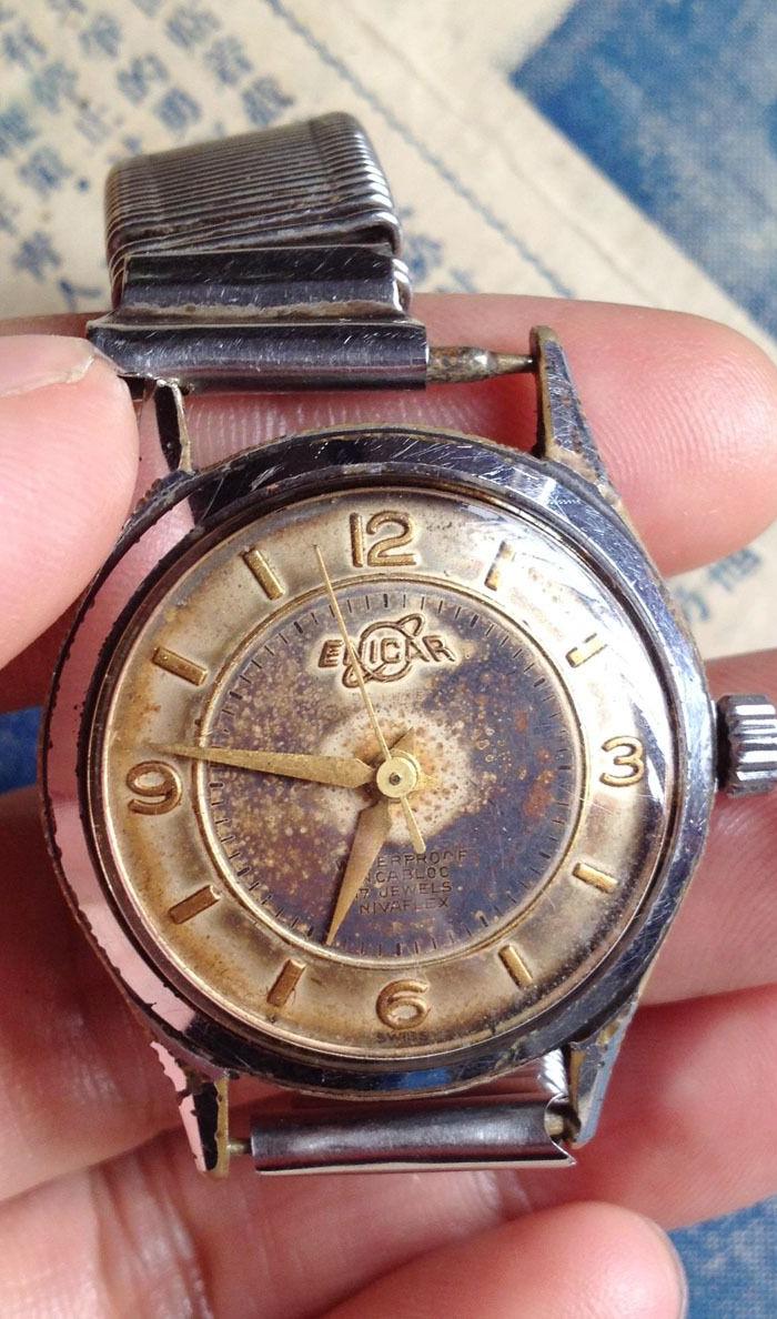 民国时老英纳格手表 ,表盘里面镀金的