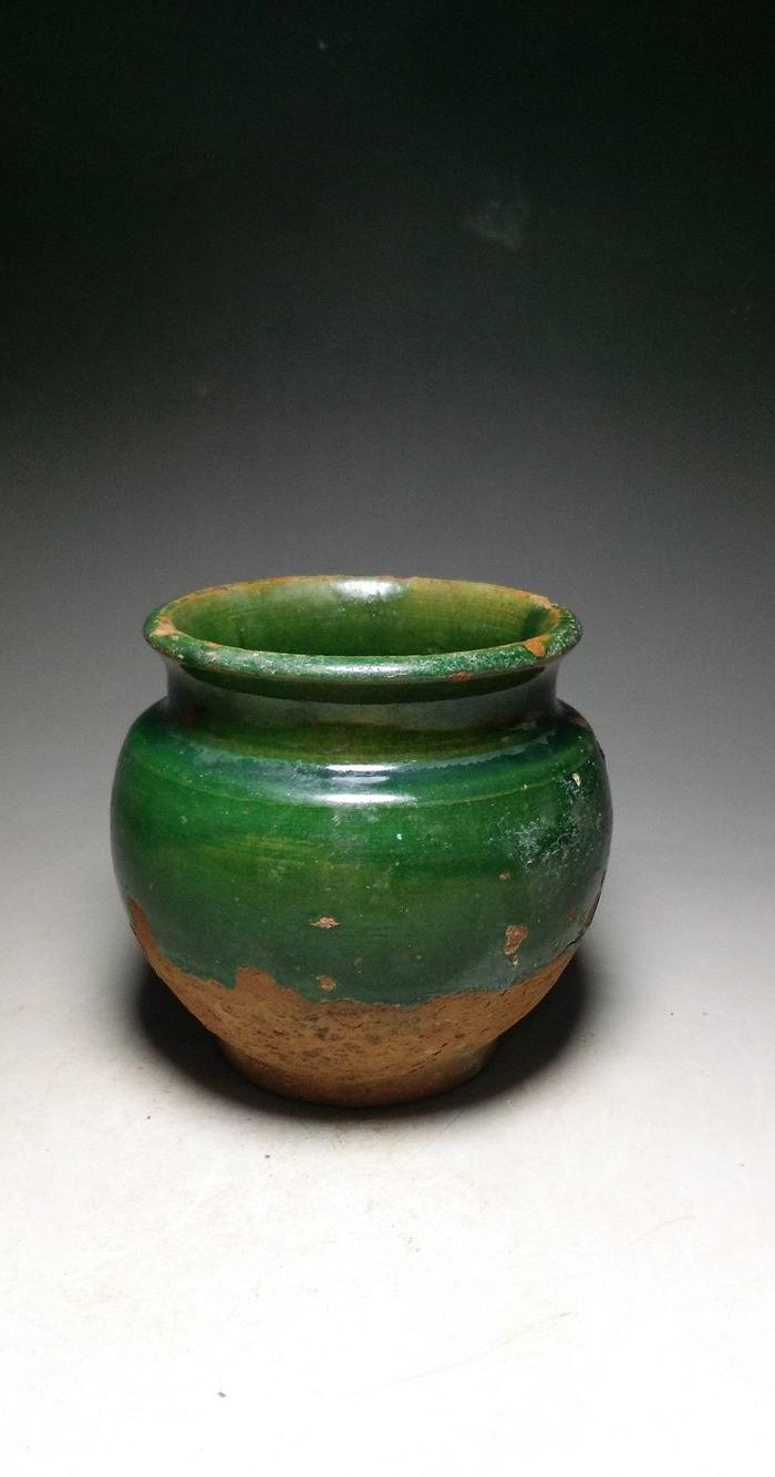 瓷器 高古 辽金时期辽绿釉罐 年代:辽金    