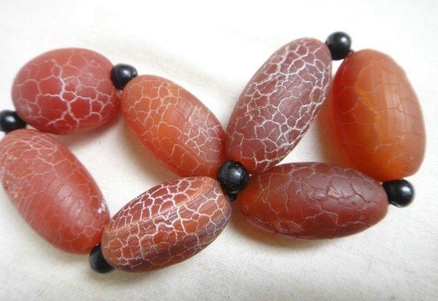 老冰裂纹红玛瑙珠手串