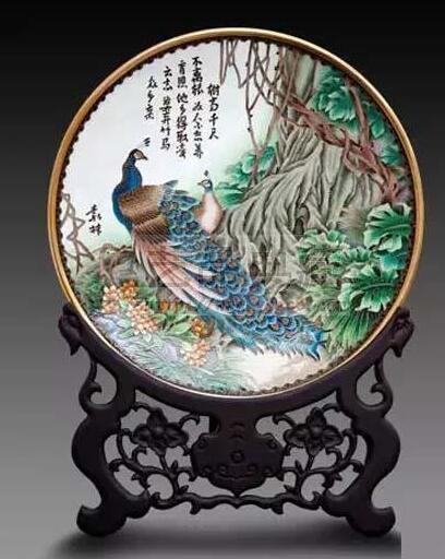 戴嘉林景泰蓝《思根孔雀盘》景泰蓝中国大师