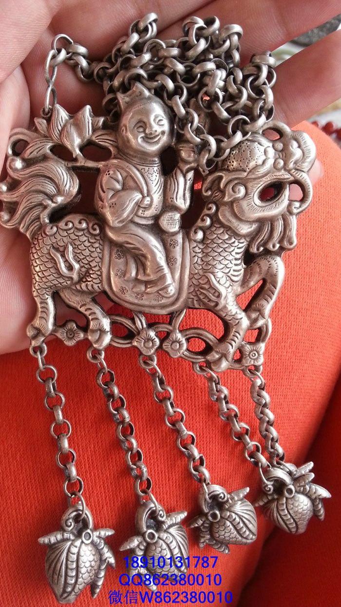 老银麒麟送子银牌子