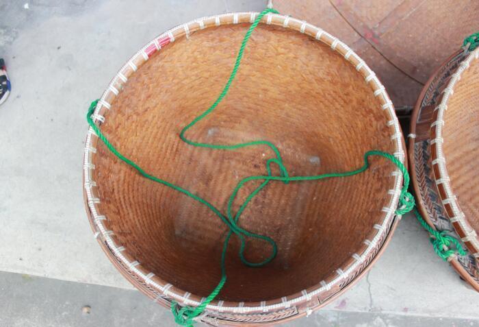 民俗老物件竹编老箩筐一对 挑篮农家乐摆设中式酒店装修首选