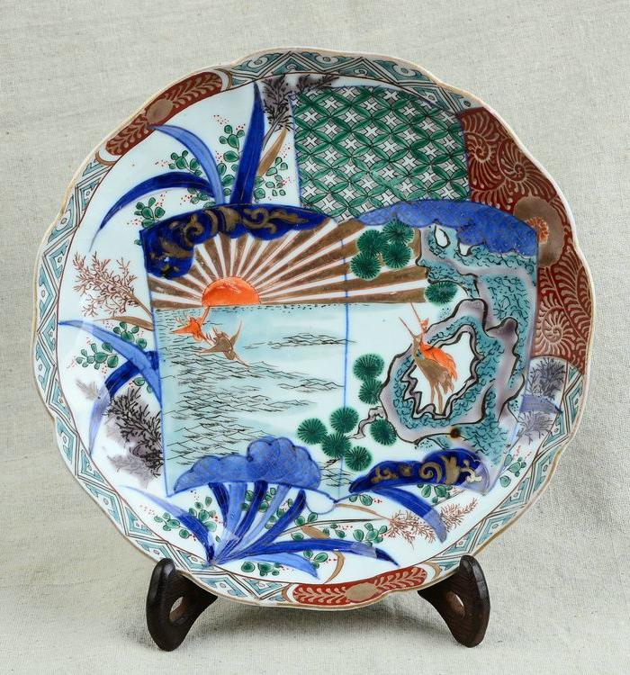 日本伊万里青花加彩盘