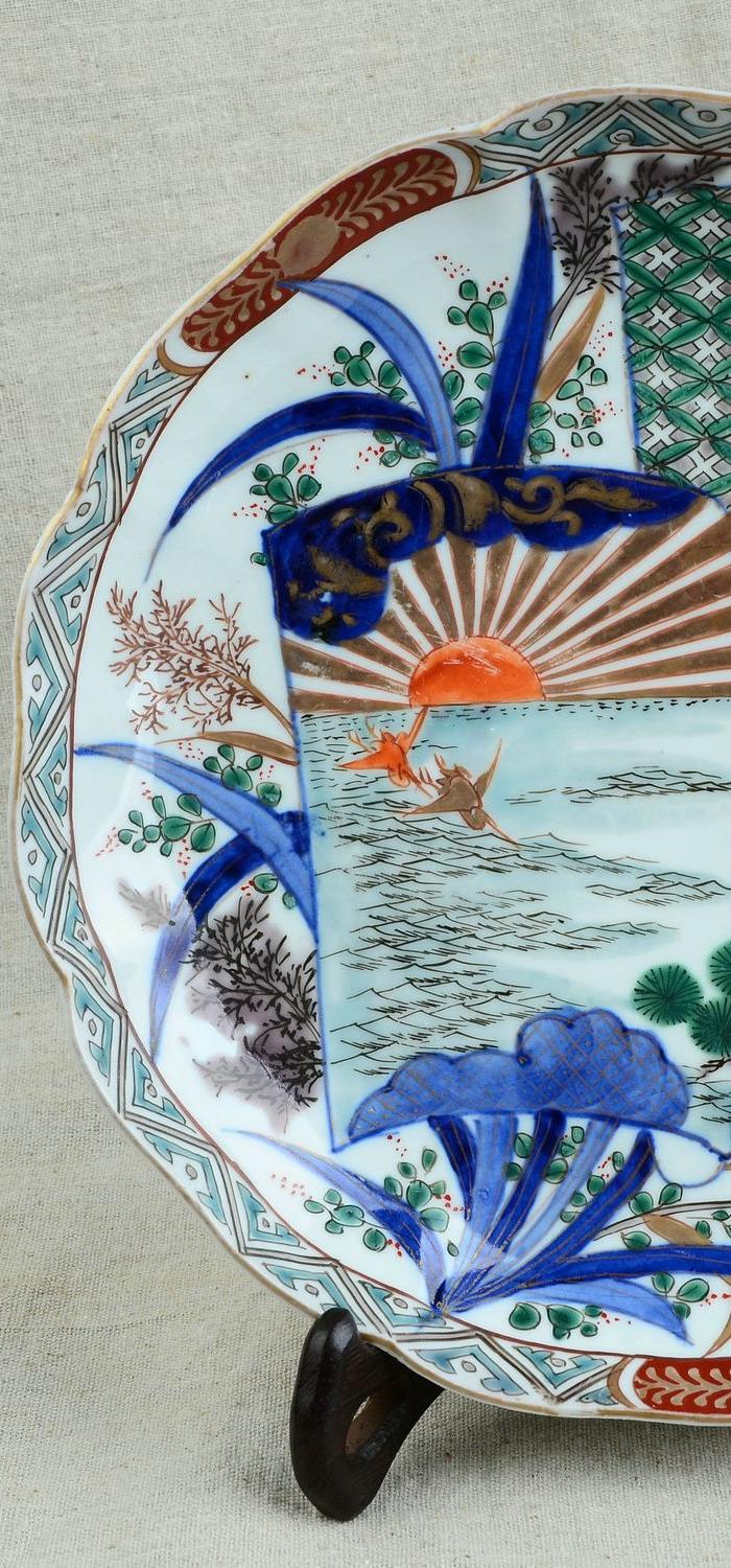 日本伊万里青花加彩盘