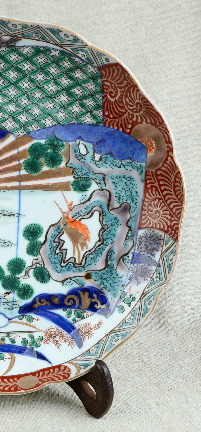 日本伊万里青花加彩盘