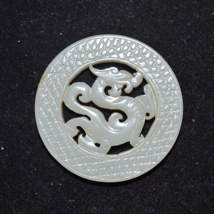 古玩古玉老玉和田玉 清代老件 玉龙佩 佩件