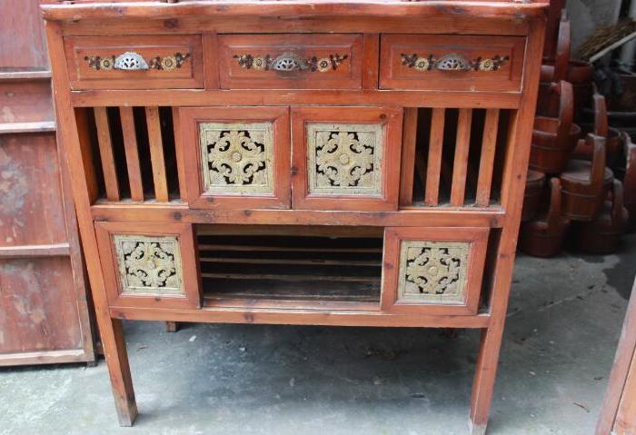 民俗老物件老木雕老碗柜老橱柜古典家具农家乐摆设装饰