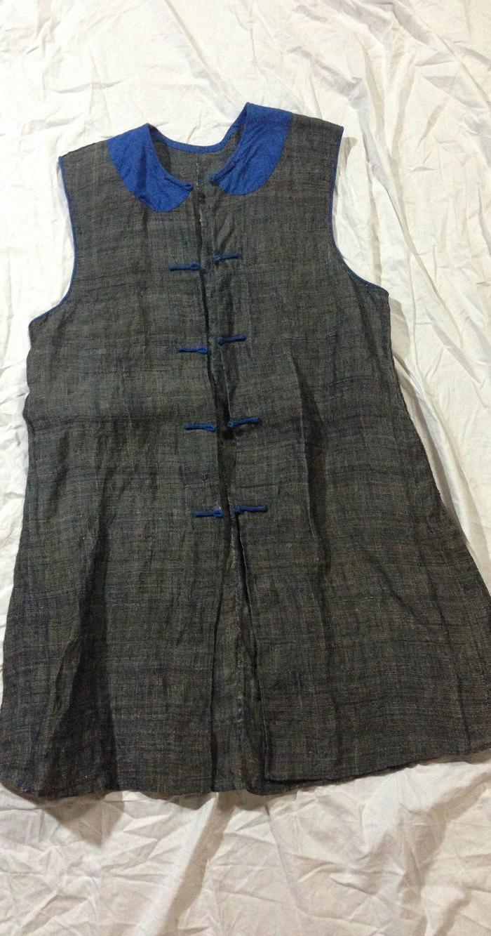 古董古玩收藏 衣服老蓝布老土布老棉麻布夏布服饰明清马甲