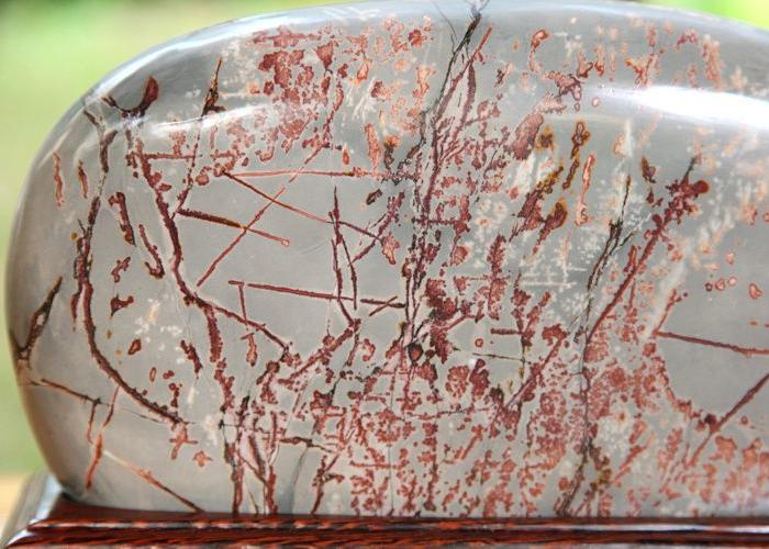 天然奇石精品国画石草花石画面原石装饰摆件 梅花图案