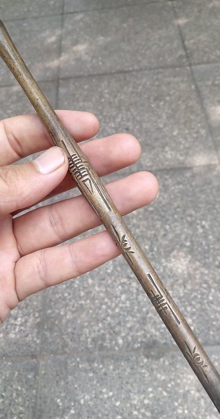 铜器佛像 民俗类 清代带工铜烟杆年代:清 品相:全