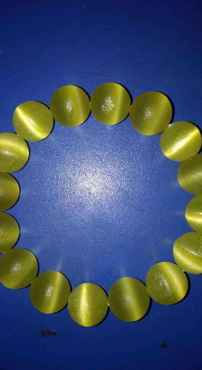 华夏首发 清代猫眼光单色(黄)琉璃手串一对