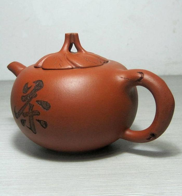 早期高建芳制~朱泥小品柿子壶~老紫砂壶150cc左右