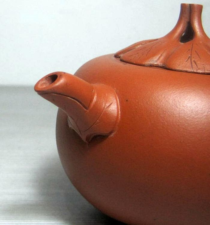 早期高建芳制~朱泥小品柿子壶~老紫砂壶150cc左右