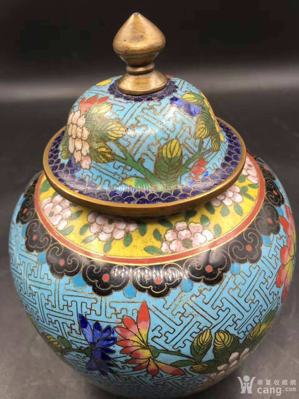 民国铜胎掐丝珐琅花卉纹小罐 高21