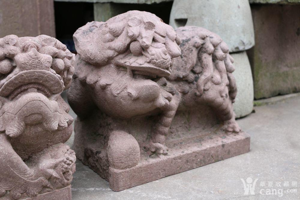 一对霸气的清代老石狮子