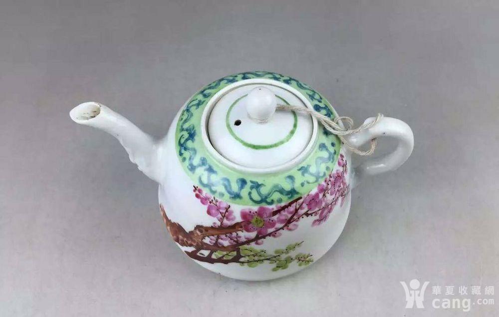 民国名家"余正青"粉彩双色梅花茶壶