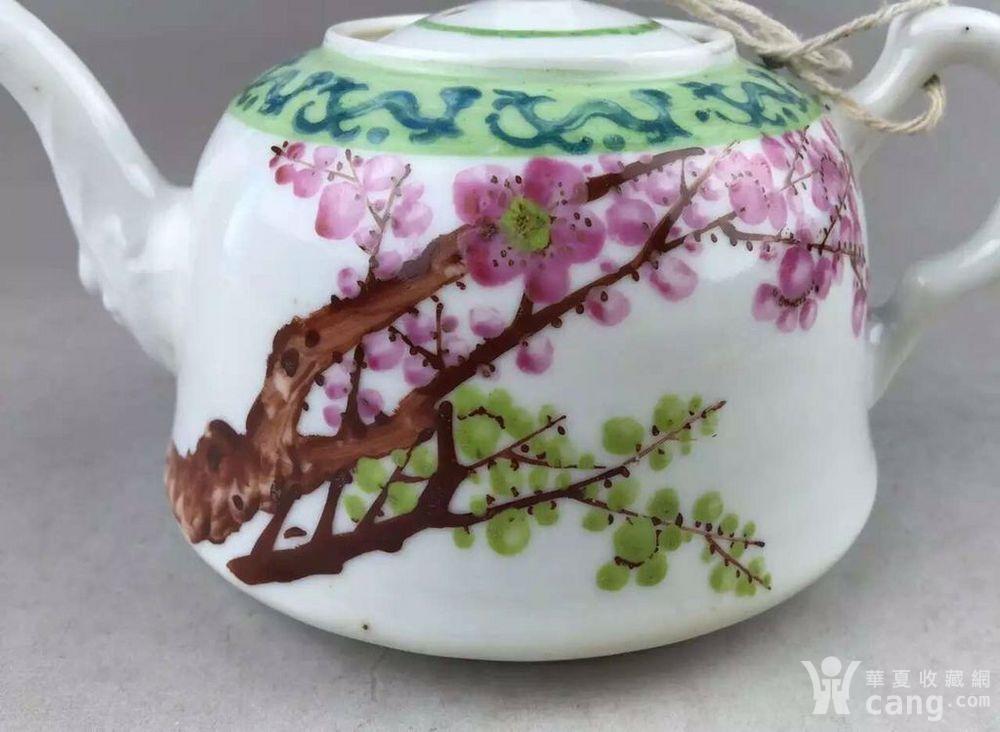 民国名家"余正青"粉彩双色梅花茶壶