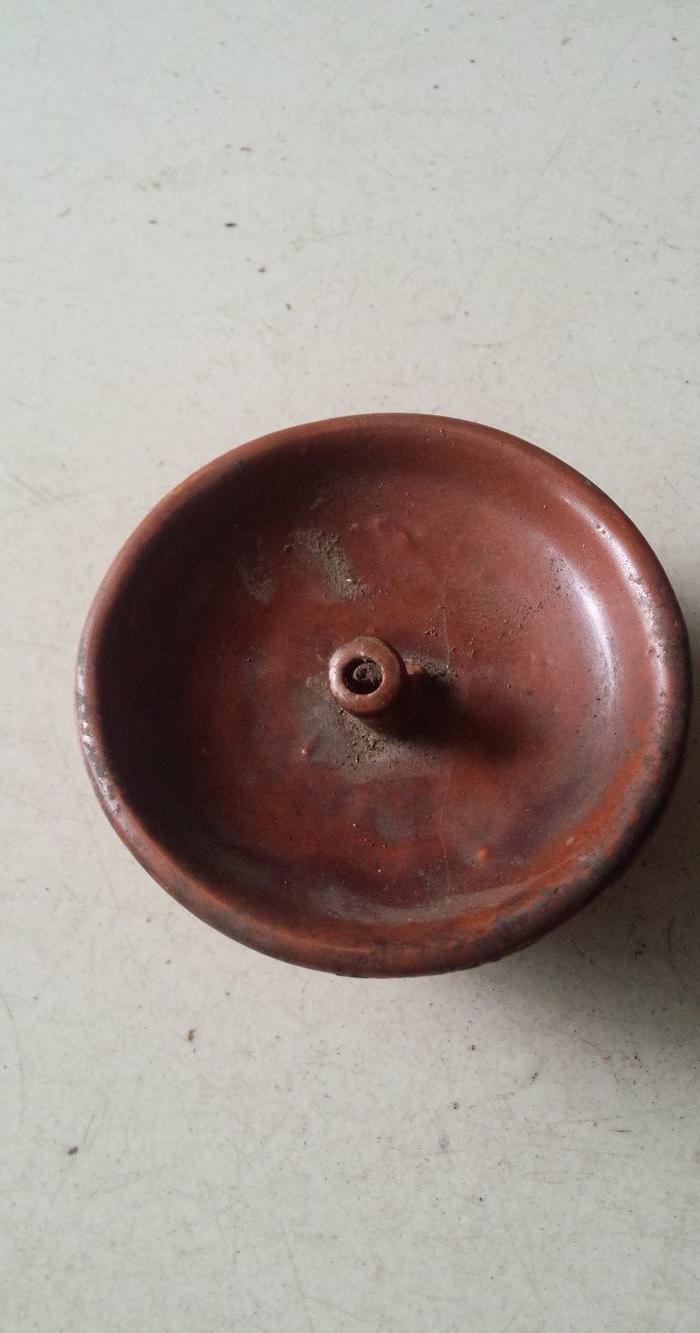 清代紫订釉德化油灯